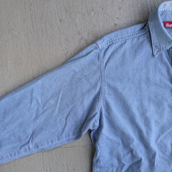 Vintage 90s Coca Cola Denim Button Down Shirt - Picture 8 of 9